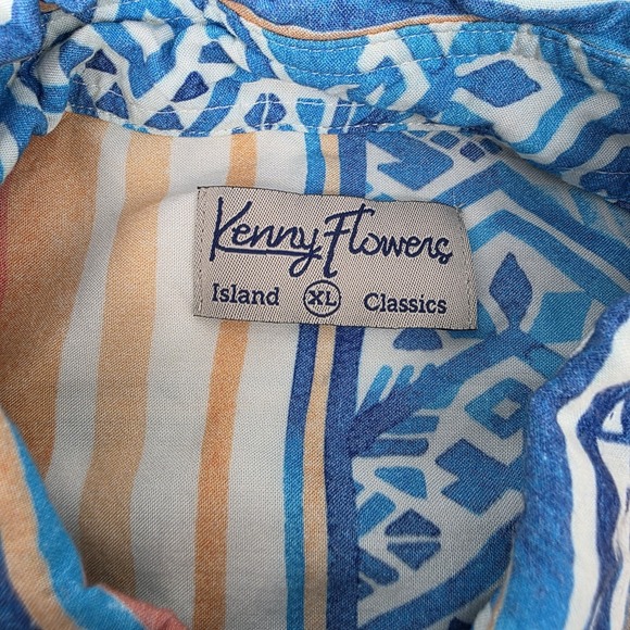 Kenny Flowers Men's Button Up Shirt Aztec Fish Striped Southwestern Geometric - Picture 4 of 8